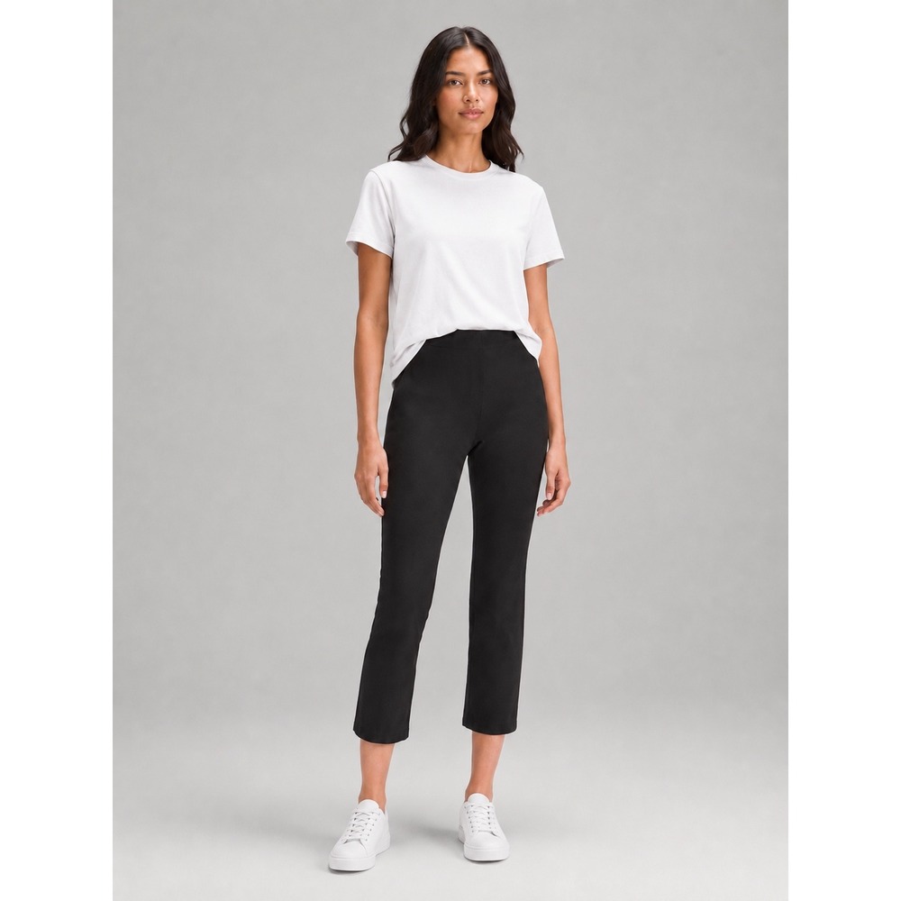 Lululemon Womens Smooth Fit High Rise Crop Pull On Pant Black 2‎ Slim Trousers